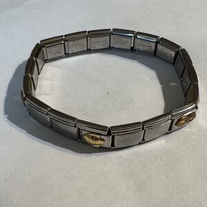 Elegant Italian link charm bracelet Stainless steel and Gold nautical theme